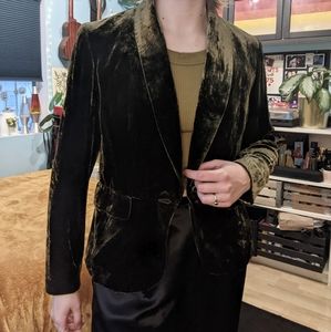 Olive Green Velvet Blazer